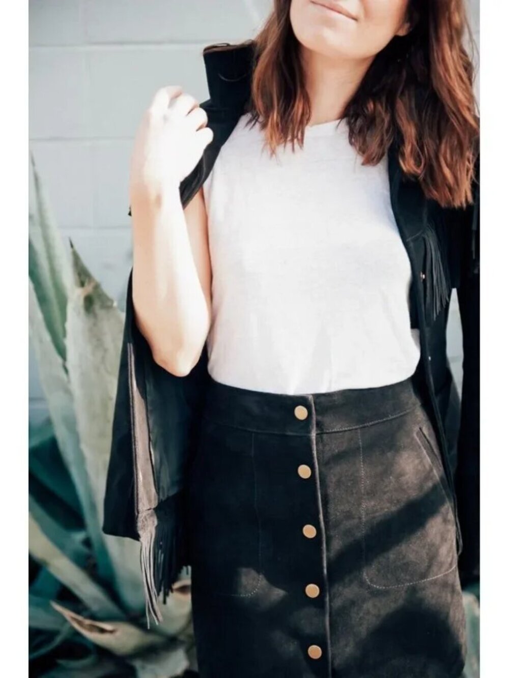 Madewell X Daryl K Black Suede Mini Skirt Women's Size 00